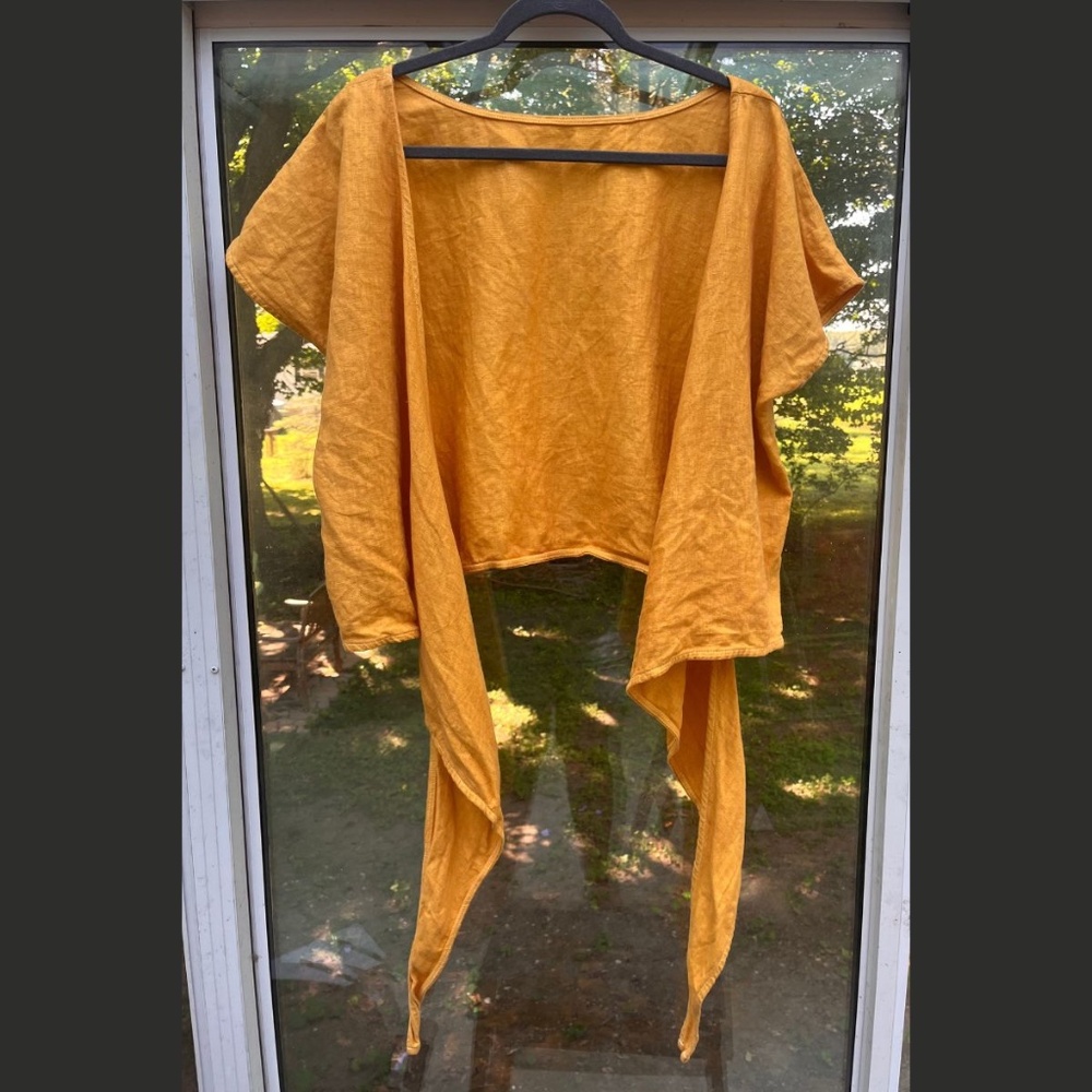 Free Label Frannie linen wrap top
